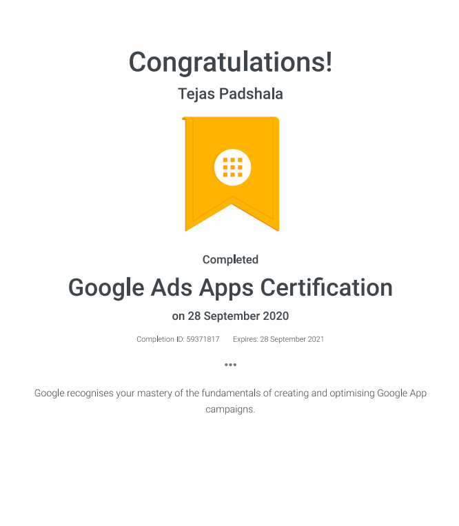 Google Ads Apps Certification