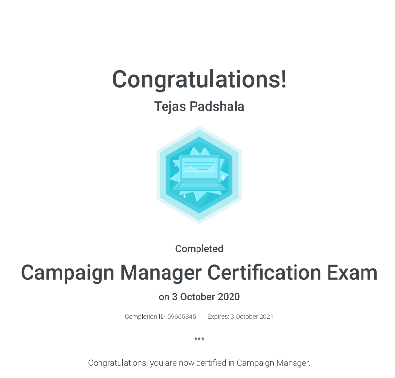 Campaign manager certification exam