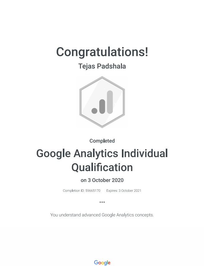 Google Analytics Individual Qualification