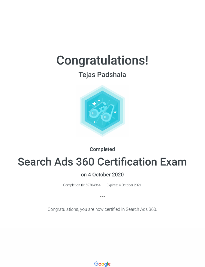 Search Ads 360 Certification Exam