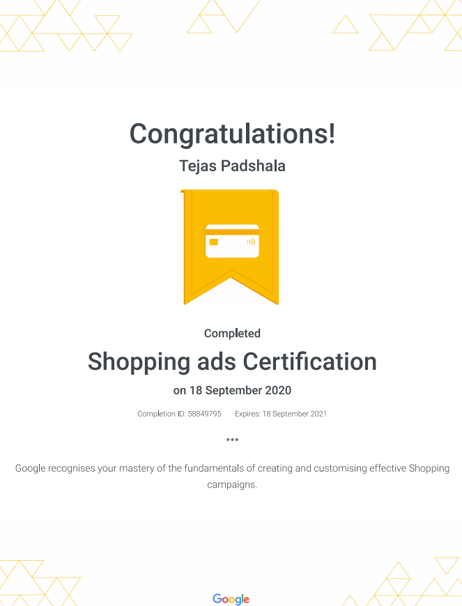 Shopping Ads Certification